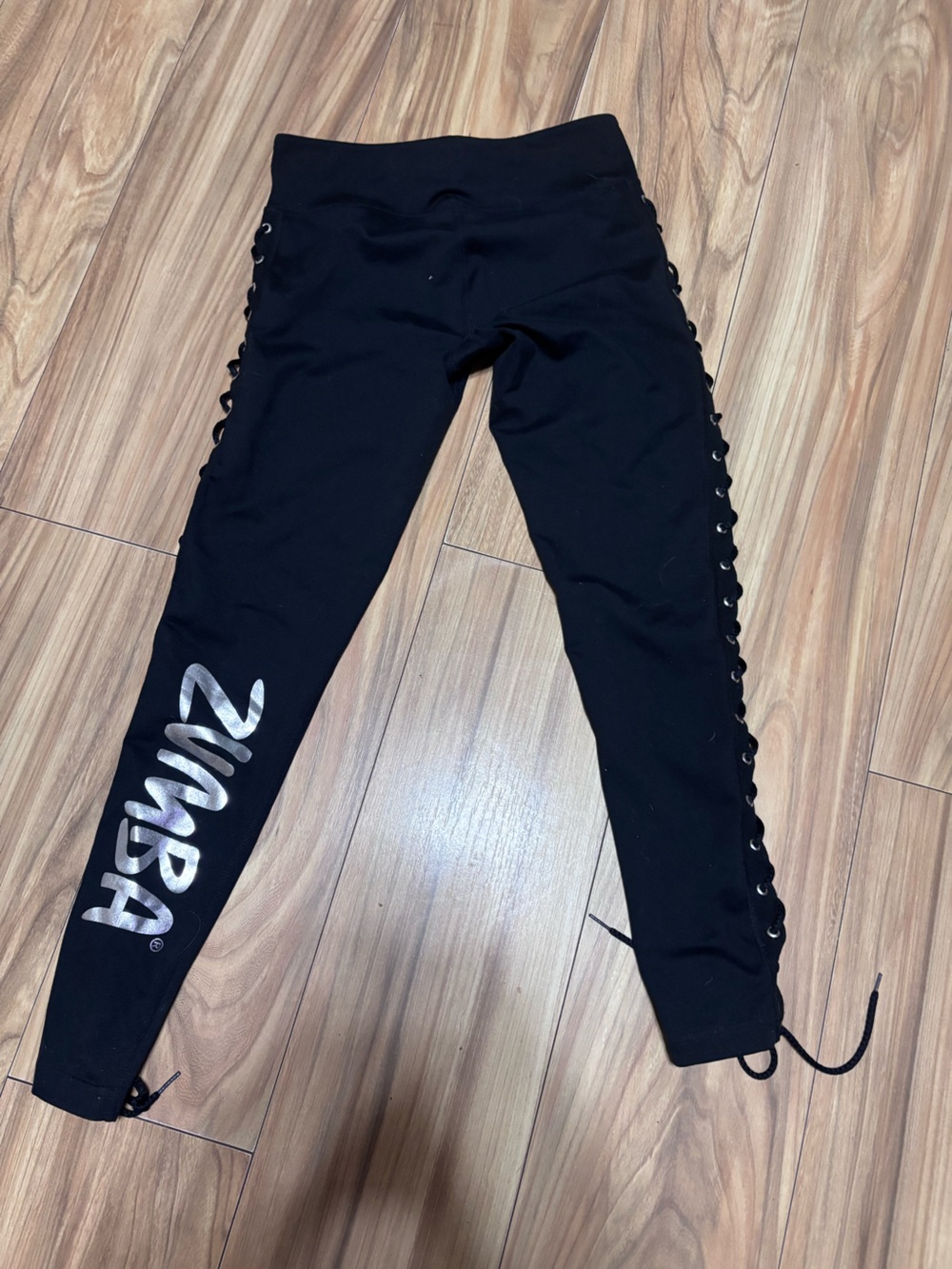 Zumba Fitness Black Womens Jogger Leggings with Silver Logo